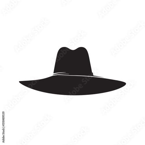Black silhouette of Colonial hat, centered on plain white background