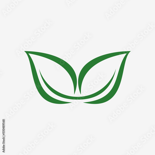 Abstract green leaf line logo design