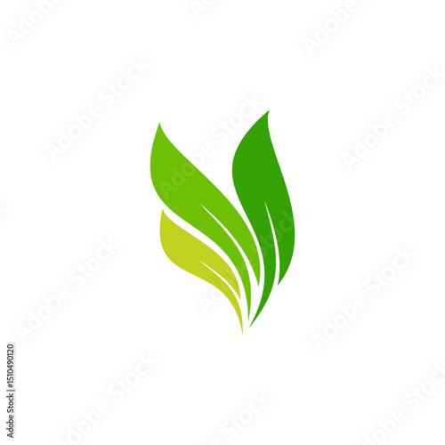 Abstract layered green leaf logo design