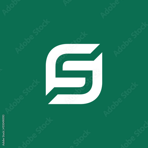Negative Space Letter S or Initial Monogram CJ FJ Logo design vector template