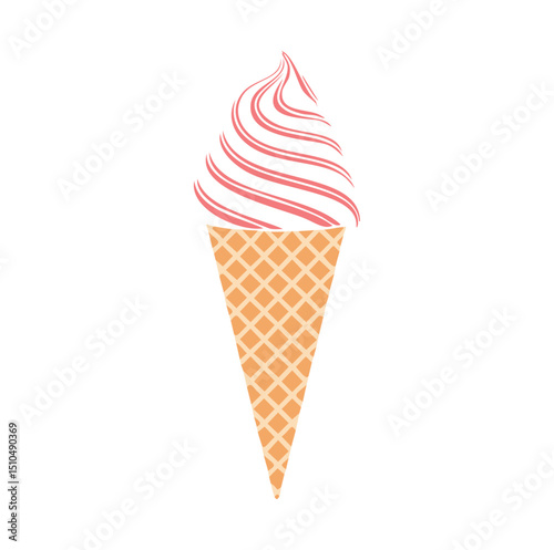 Delicious strawberry swirl ice cream cone summer treat