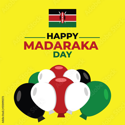  Happy Madaraka Day Kenya Poster on yellow background