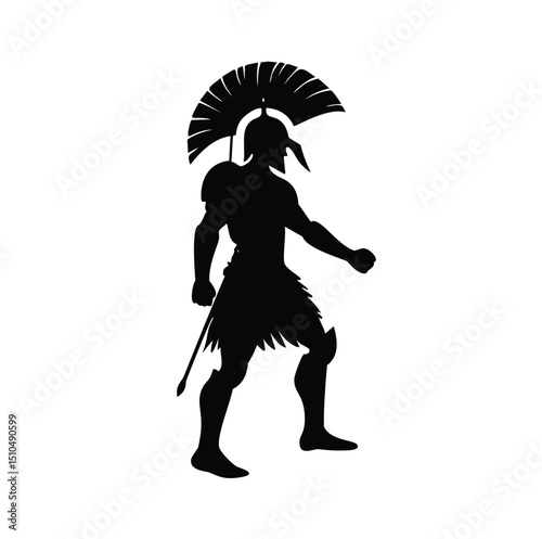 Spartan warrior silhouette ancient greek soldier