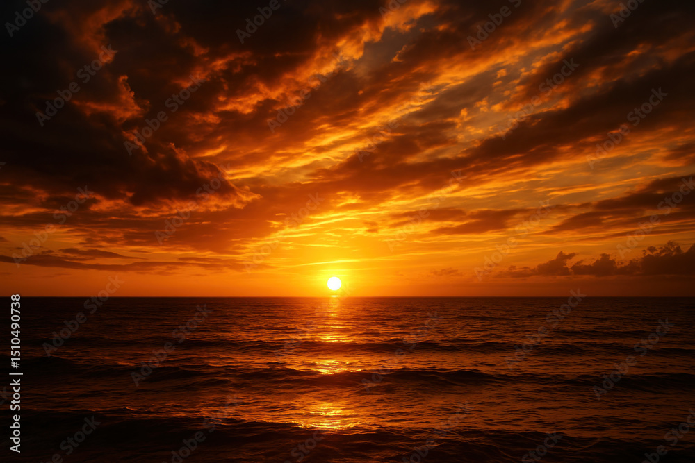 Naklejka premium Sunset over the ocean.