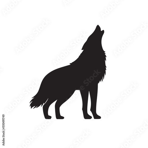 Howling wolf silhouette vector illustration animal wildlife design
