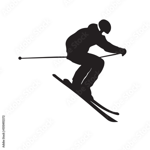 Skiing silhouette vector illustration for winter sport enthusiasts