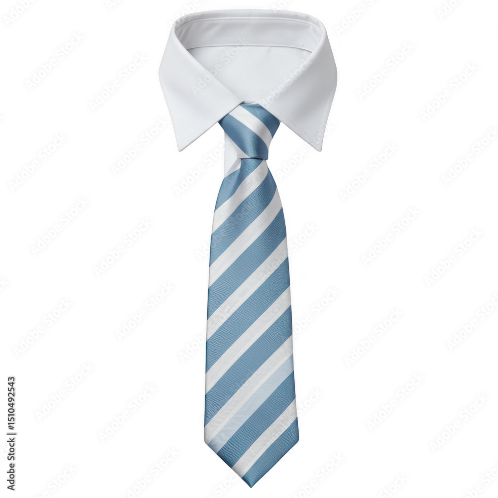 Shirt collar with blue striped tie isolated on transparent background Shirt collar with blue striped tie isolated on transparent background