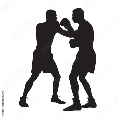 Boxing match silhouette vector illustration boxing sport competition