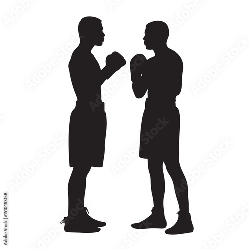 Boxing match silhouette vector illustration for sports and fitness