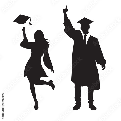Graduation silhouette vector design for college university students