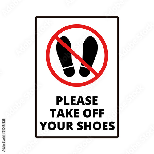 Please take off your shoes sign on a white background