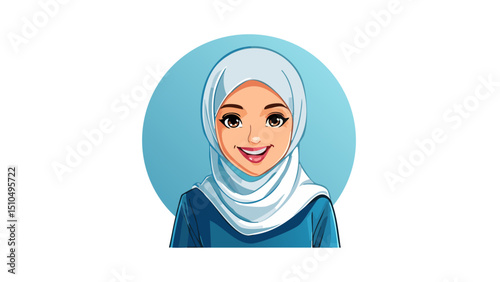 Lovely Muslim Woman with Headscarf Vector
