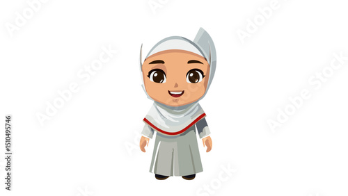 Playful Hijabi Girl Illustration Vector
