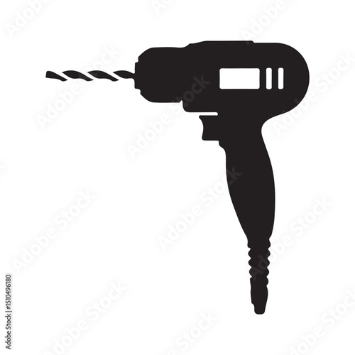 Drill machine vector black silhouette power tool construction equipment