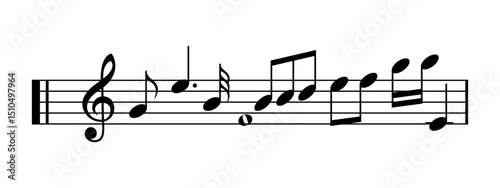 musical scale vector illustration, musical notes symbol isolated on white