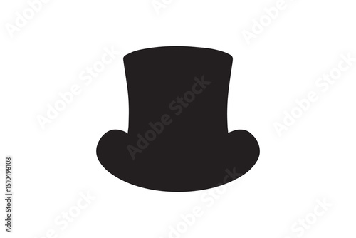 A black-and-white top hat   against a white background in a straightforward and inconspicuous vector silhouette