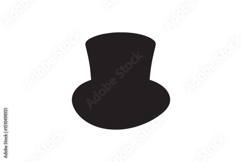 A black-and-white top hat   against a white background in a straightforward and inconspicuous vector silhouette