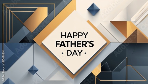 Modern geometric background with subtle Happy Father's Day lettering in corner, designed for layering text or icons