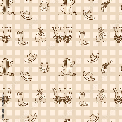 western cowboy pattern seamless background