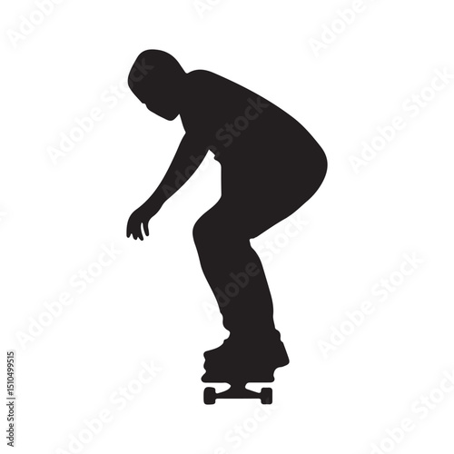 Silhouette of a skateboarder performing a trick on a skateboard vector