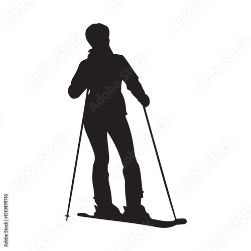 Skiing silhouette vector art woman skier winter sport design element