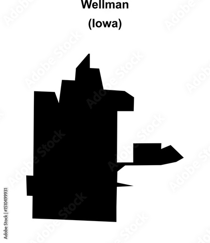 Wellman (Iowa) blank outline map