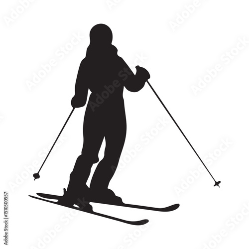 Skiing silhouette vector design for winter sports and outdoor activities