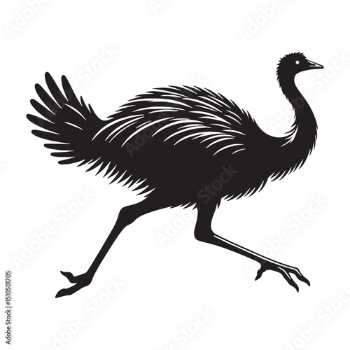 Balanced bird form – Rhea silhouette – Rhea illustration – Minimalist Rhea vector – Bird silhouette – Bird vector

