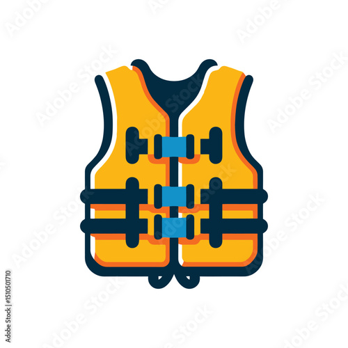 Bright Yellow Life Jacket Vector Illustration for Water Safety and Boating Isolated Safety Equipment Graphic Design Element for Web and Print