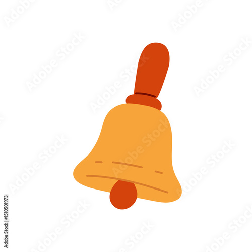 Golden bell vector illustration, perfect for holiday themes, festive designs, and seasonal decorations. Vibrant colors and minimalist style enhance its versatility for digital projects.