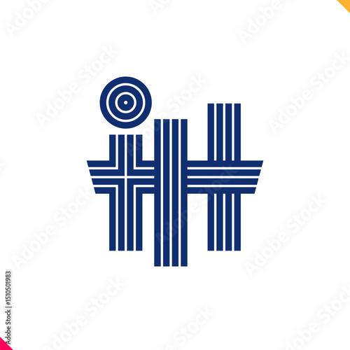Parallel line monogram initial logo, combination of letter I and H. Best for name abbreviation.