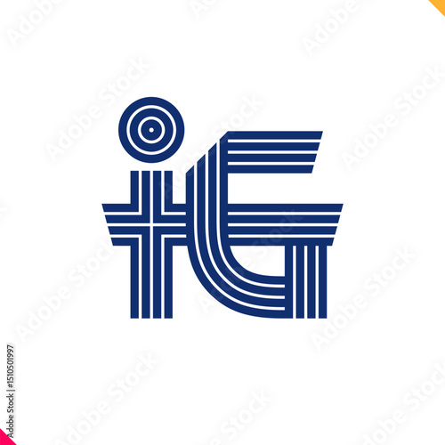 Parallel line monogram initial logo, combination of letter I and G. Best for name abbreviation.