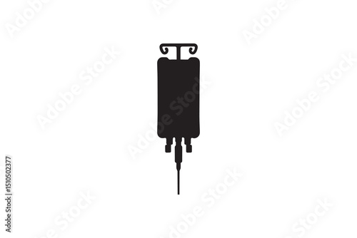 A black-and-white iv bag   against a white background in a straightforward and inconspicuous vector silhouette  