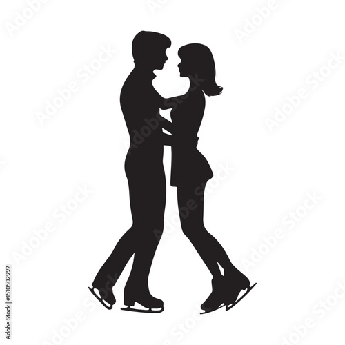 Figure skating couple silhouette vector illustration for design use