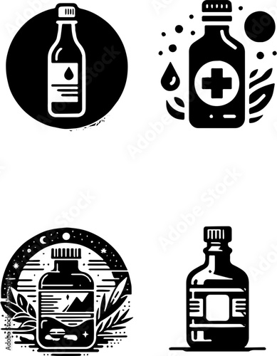 Different bottles vector icons