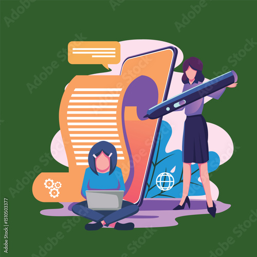Electronic paper flat style illustration design