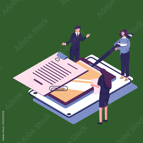 Electronic paper flat style isometric illustration design