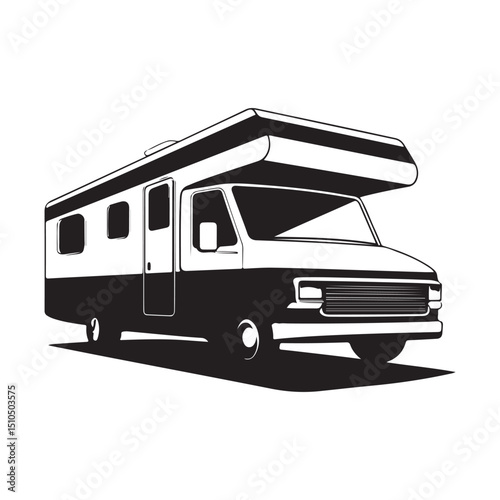 Vintage rv camper vector illustration for travel and adventure designs silhouette