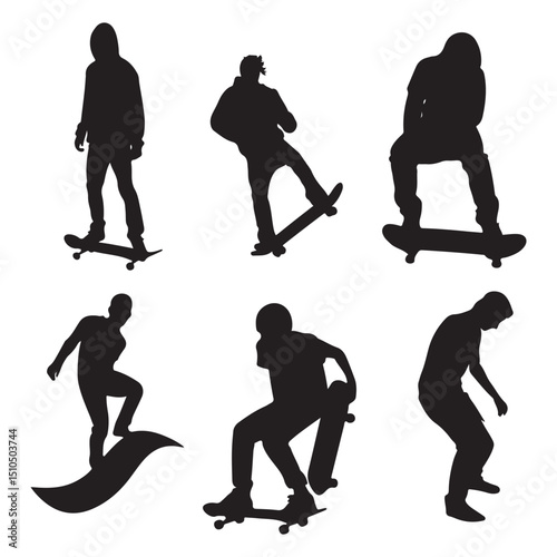 Skateboarder silhouette vector illustration of extreme sports action