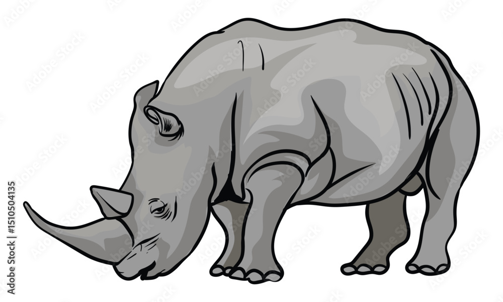 Obraz premium African rhinoceros on white background separately