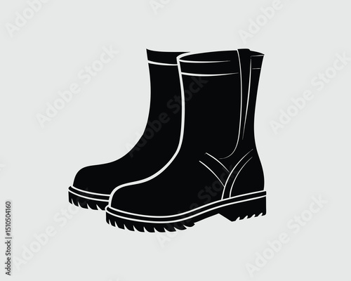 Vector Rubber Boots Shoes Design on Gray Background