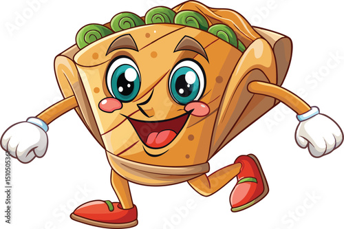 Retro cartoon funny doner kebab, pita characters. Vintage taco, burritos, gyros mascot vector illustration.
