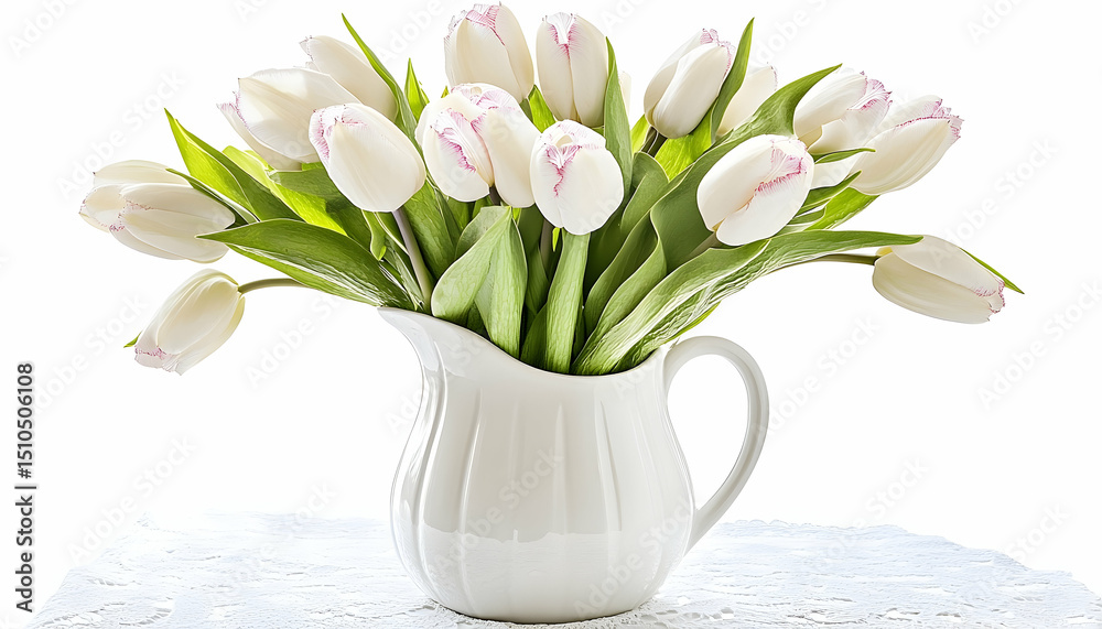 Obraz premium White tulips in pitcher