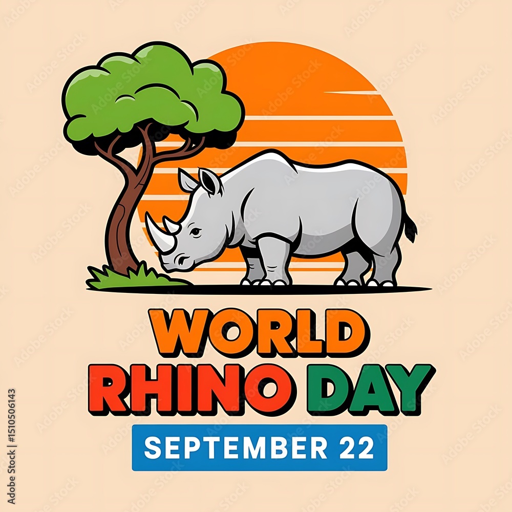 Obraz premium World rhino day vector illustration