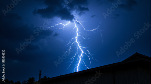 Stunning Lightning Strike During Night Sky photo