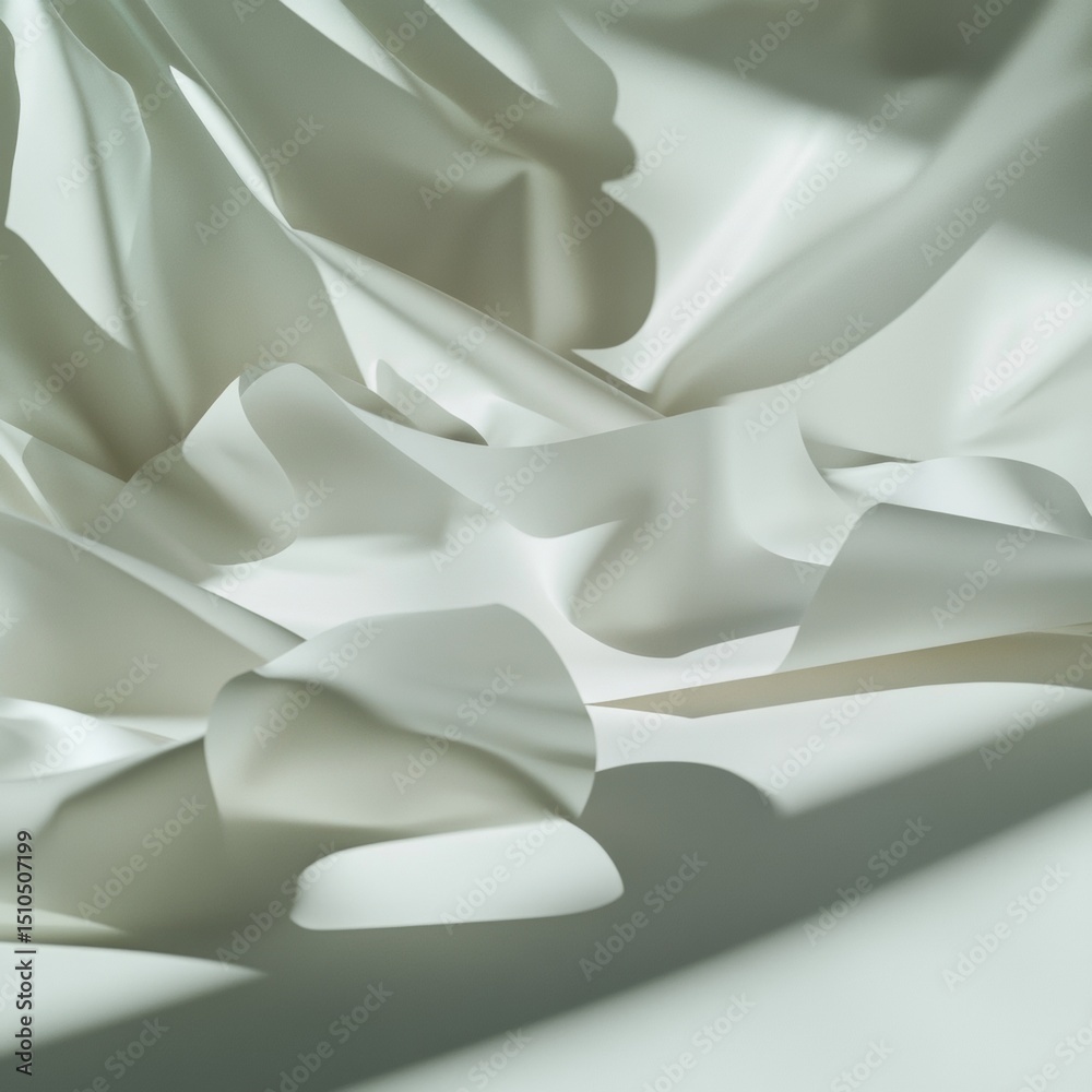 Obraz premium Smooth White Fabric with Soft Creases and Gentle Shadows in Light