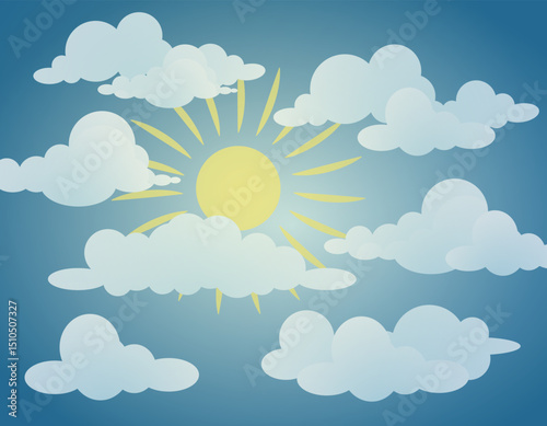 Abstract clouds against the sun in a gradient. Midday sun. Bright background.
