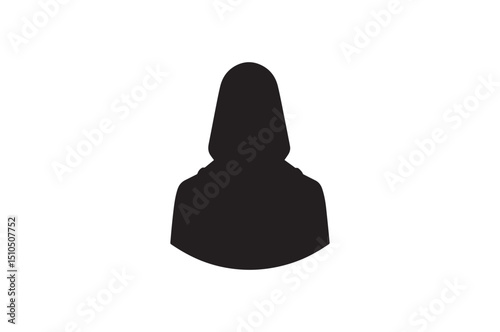 A black-and-white  monk  against a white background in a straightforward and inconspicuous vector silhouette  