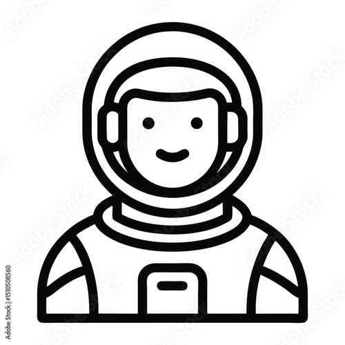 Happy astronaut icon line art spaceman illustration