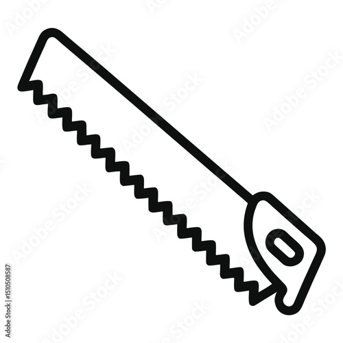 Hand saw icon black line art tool repair construction